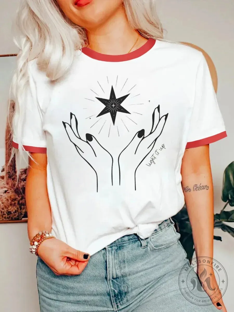 Light It Up Star Hands Graphic Ringer T-Shirt
