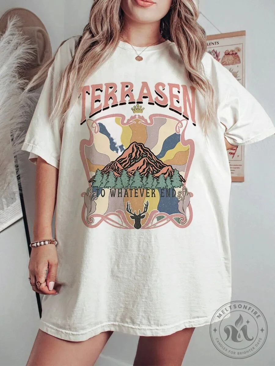 Terrasen To Whatever End Vintage Style Mountain Forest Deer Graphic T-Shirt 5 Terrasen To Whatever End Vintage Style Mountain Forest Deer Graphic T-Shirt