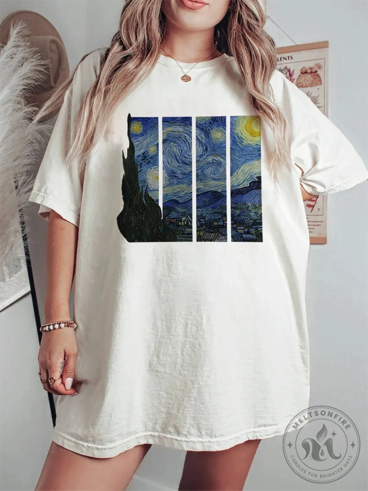 Vincent Van Gogh The Starry Night Painting Aesthetic Art T-Shirt