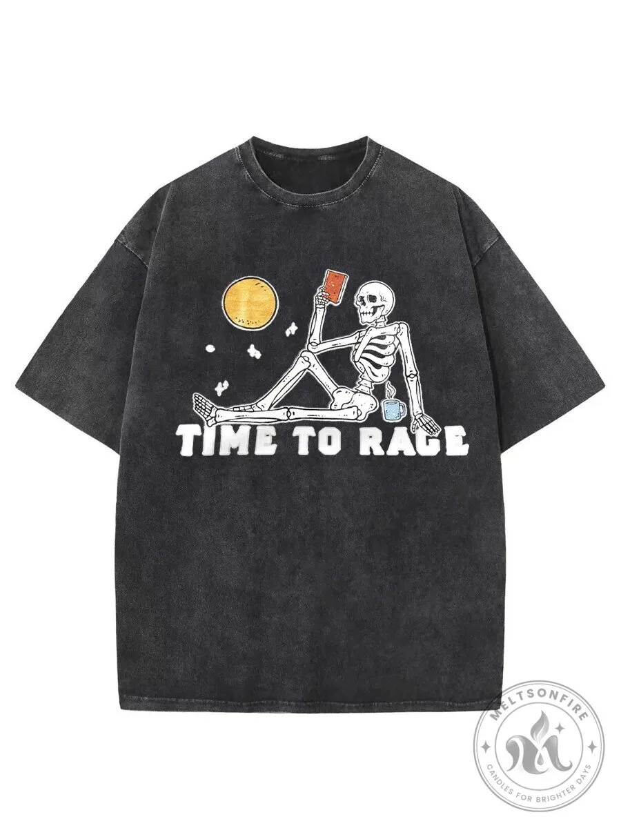 Vintage Skeleton Time To Rage Washed Graphic T-Shirt