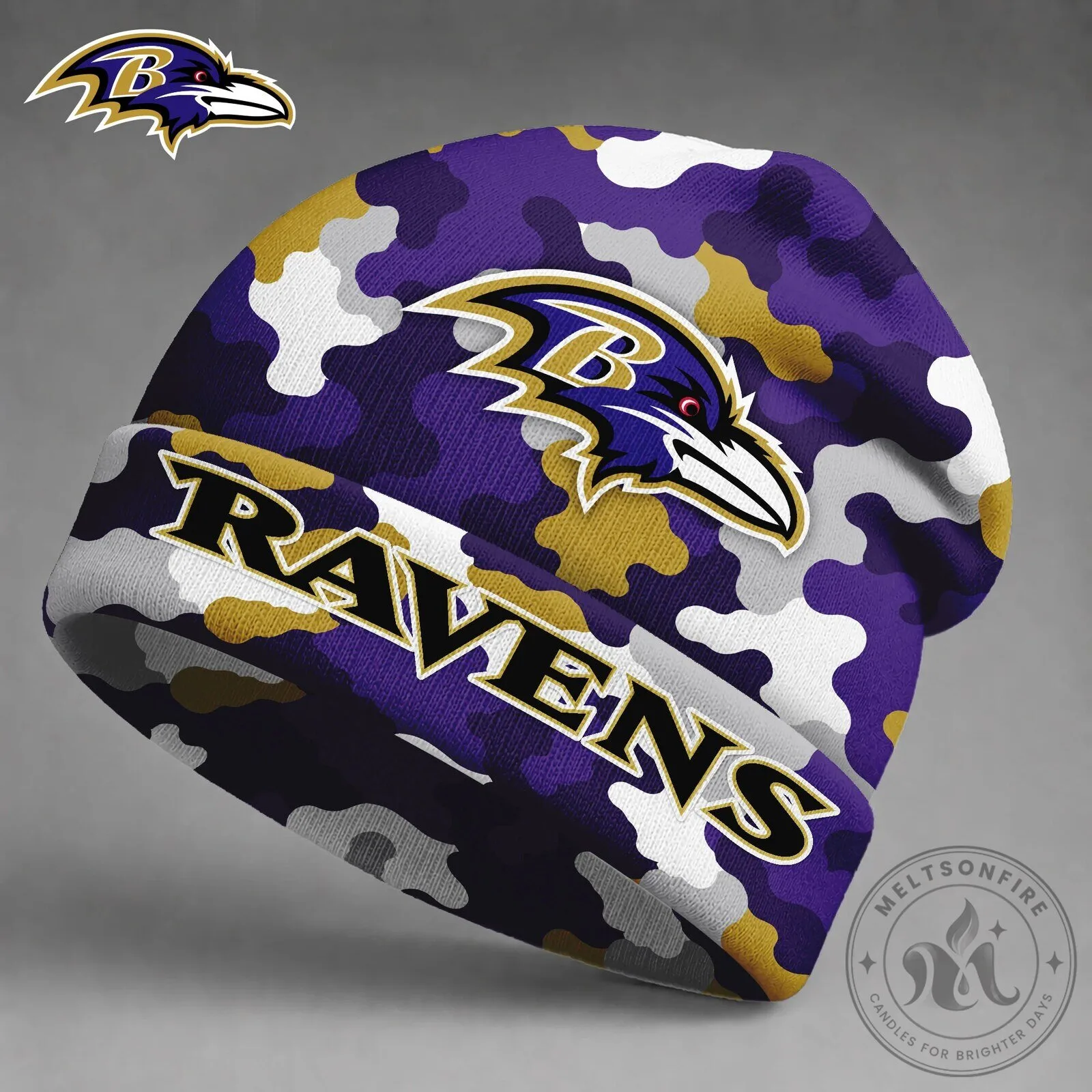 Baltimore Ravens NFL Camouflage Game Day Beanie Hat