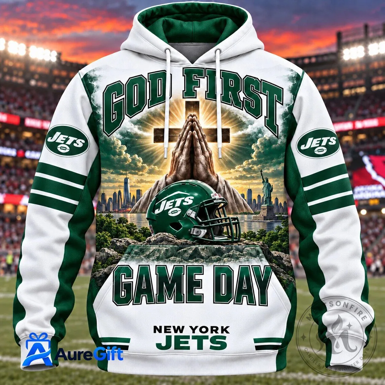 New York Jets God First Game Day Football Fan Hoodie