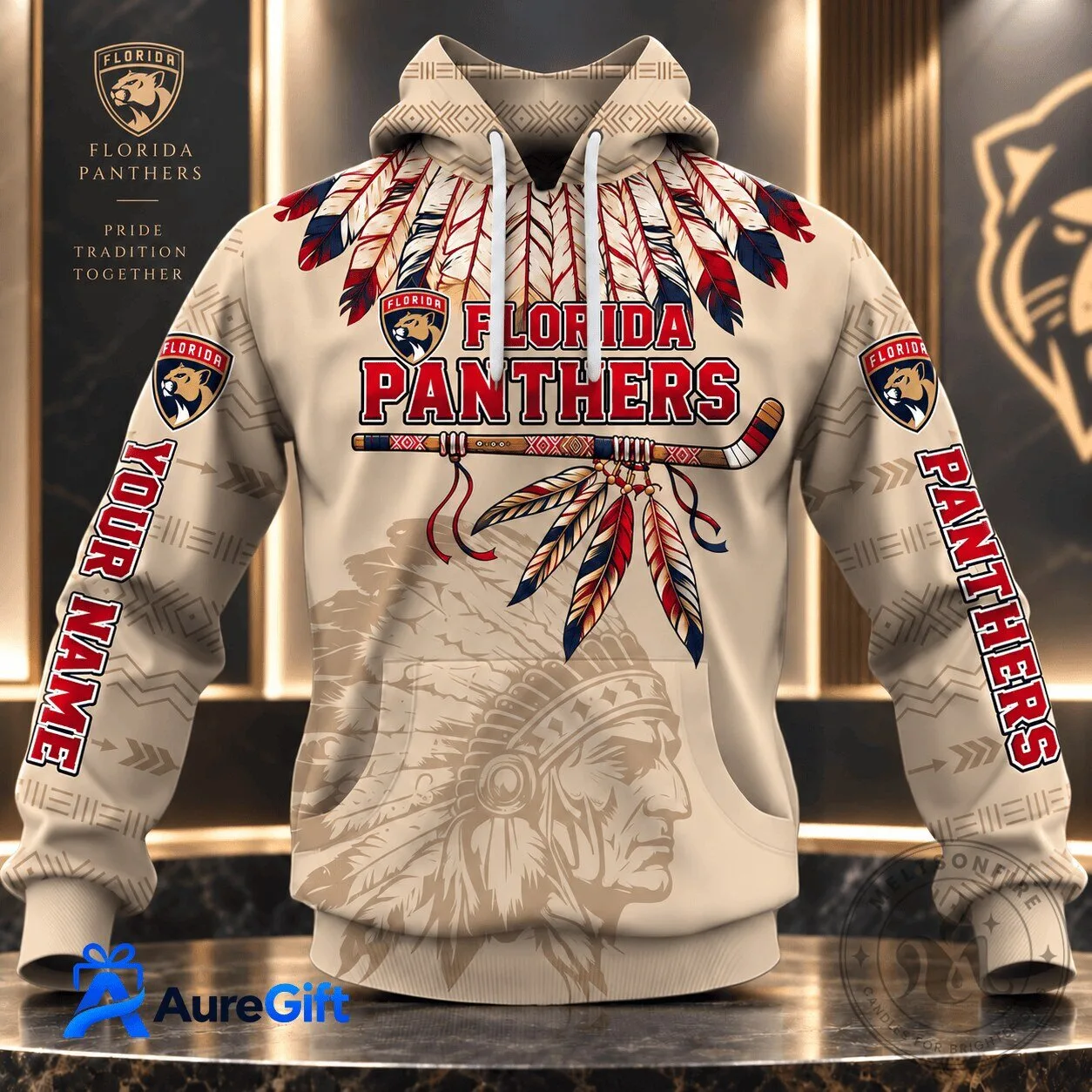 Florida Panthers Native American Pride Personalized Hockey Fan Hoodie