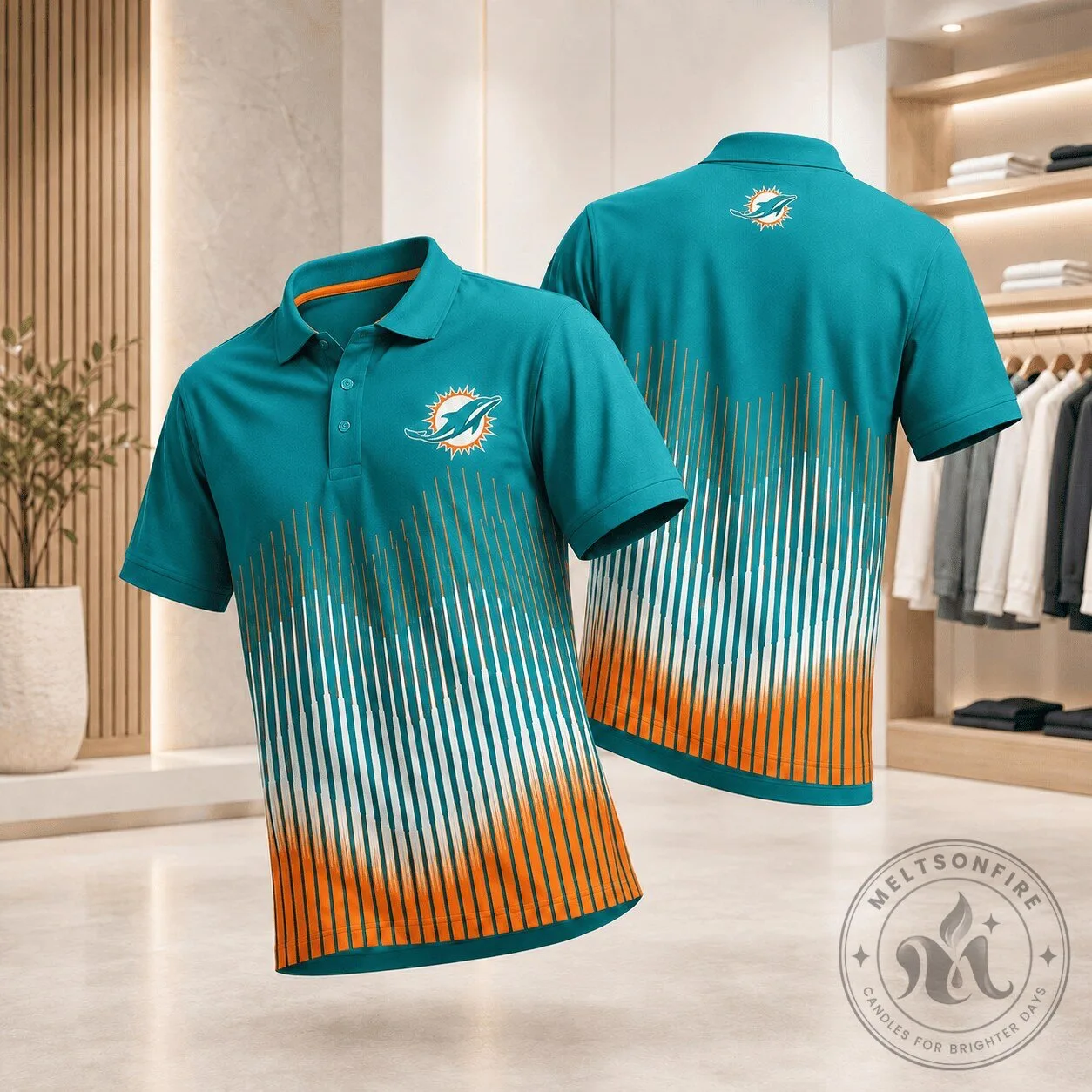 Miami Dolphins NFL Fan Polo Shirt Dynamic Stripe Design