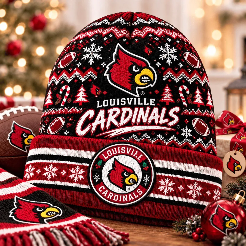 Louisville Cardinals Ugly Christmas Knit Beanie Hat Louisville Cardinals Ugly Christmas Knit Beanie Hat