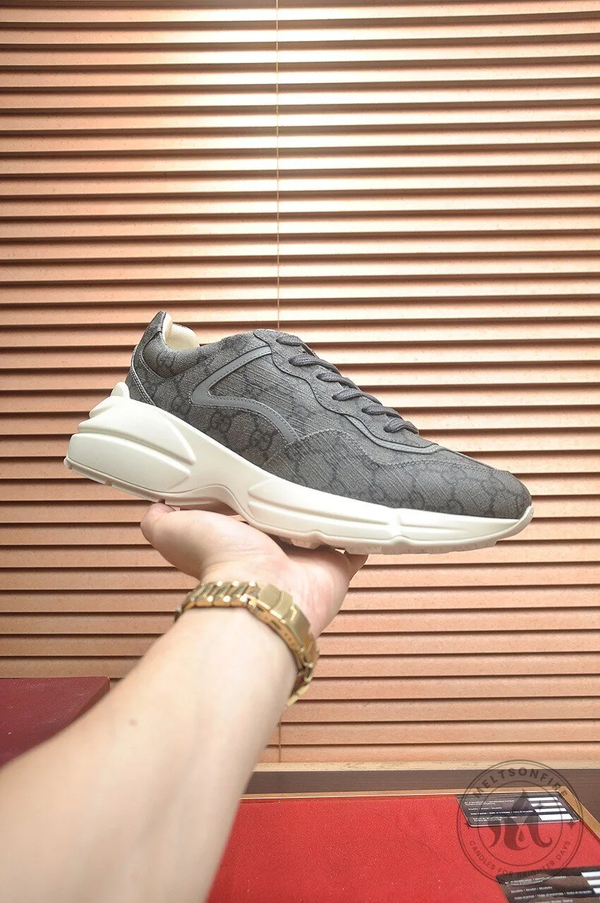 Gucci Monogram Pattern Grey Fashion Sneakers