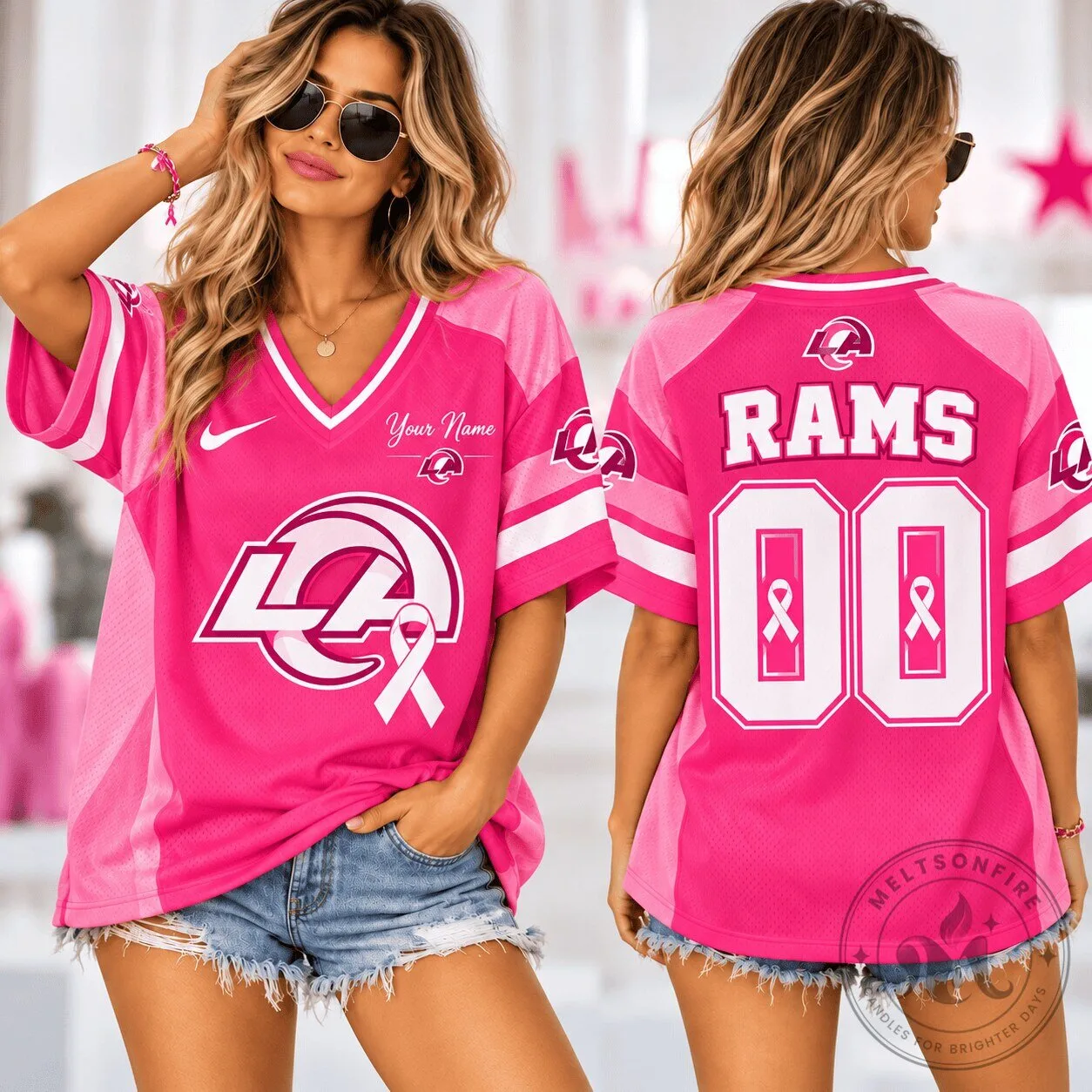 Los Angeles Rams NFL Pink Breast Cancer Awareness Football Jersey