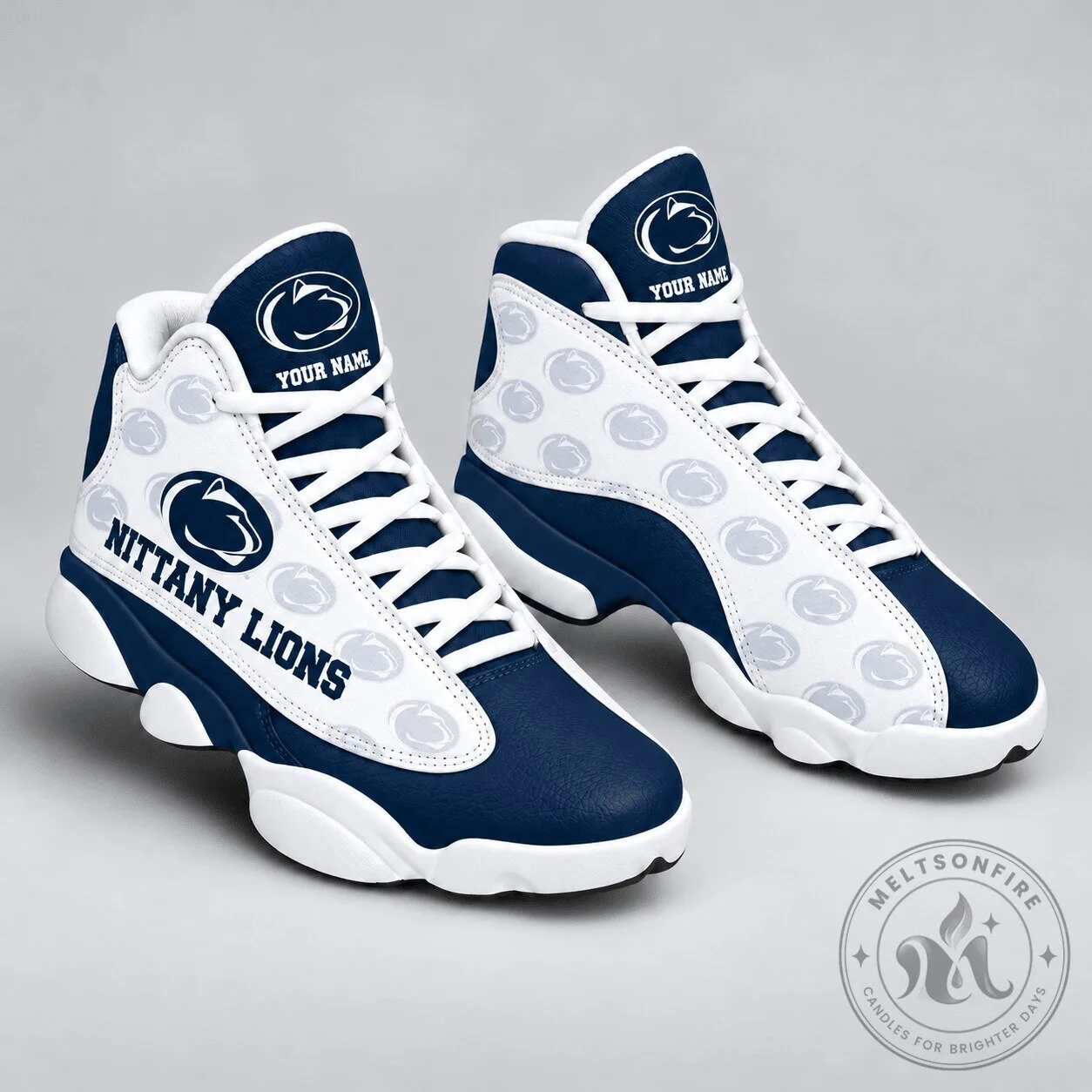 Penn State Nittany Lions Personalized White and Blue Athletic Shoes