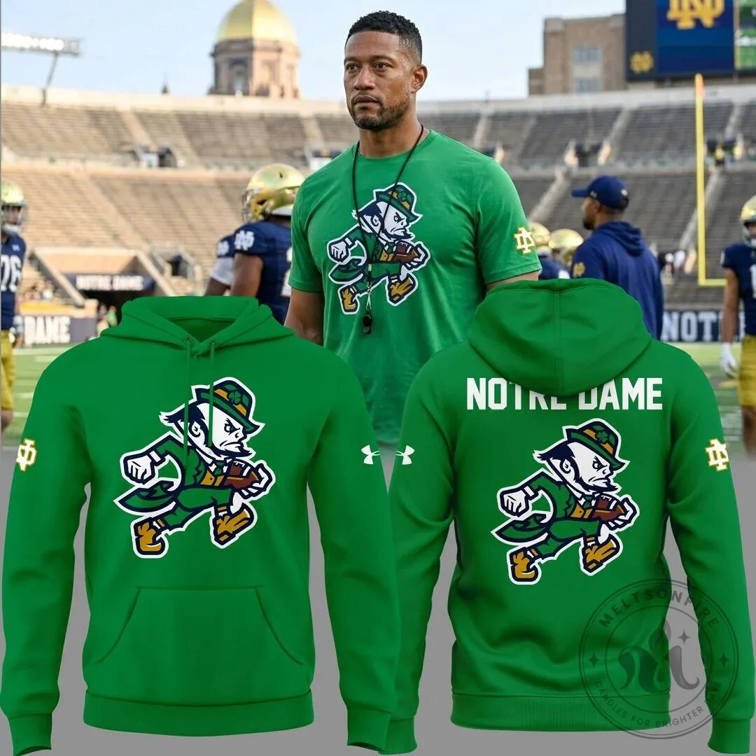 Notre Dame Football Fighting Irish Mascot Green Hoodie