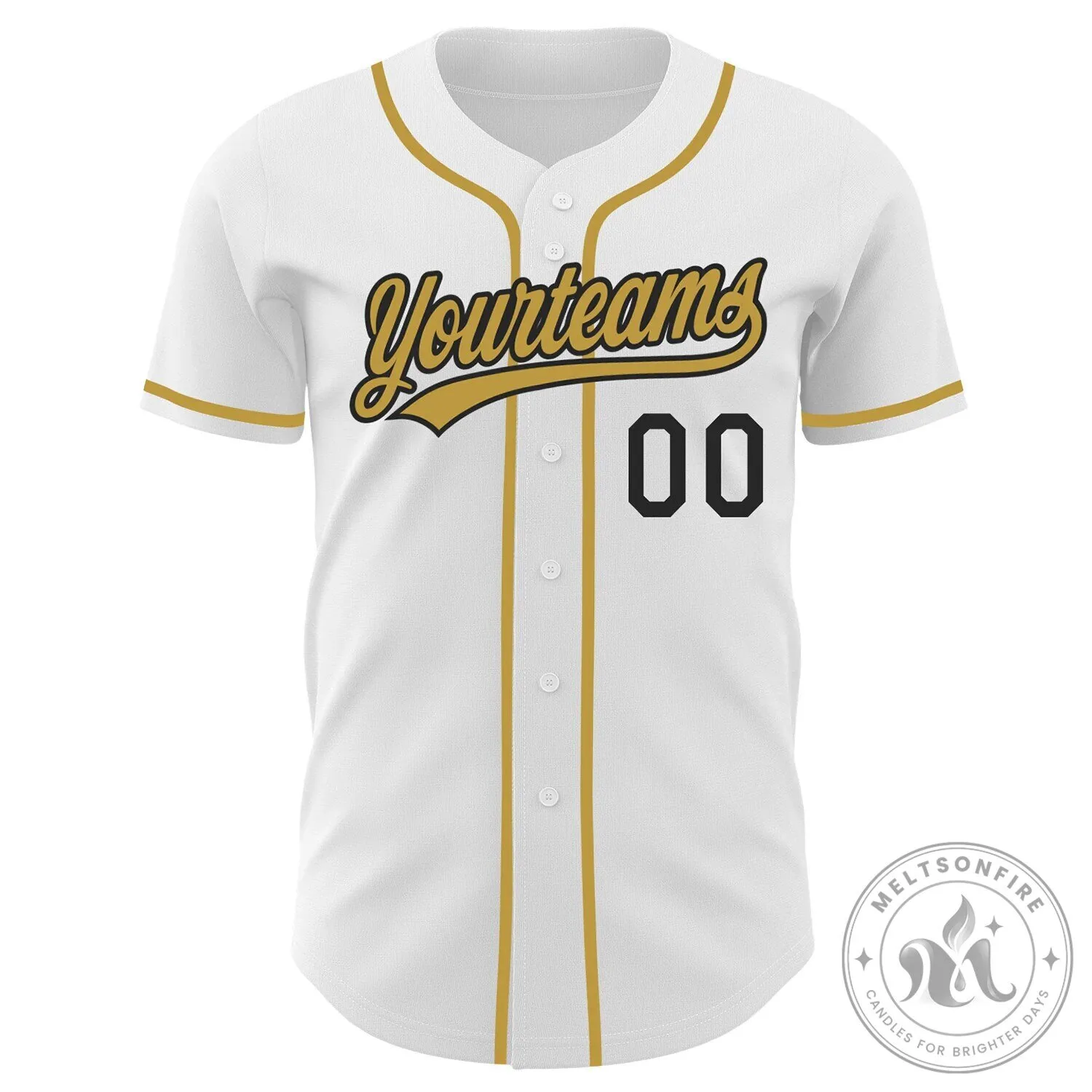 Custom White Old Gold Black Authentic Baseball Jersey with Your Name and Number 10 Custom White Old Gold Black Authentic Baseball Jersey with Your Name and Number