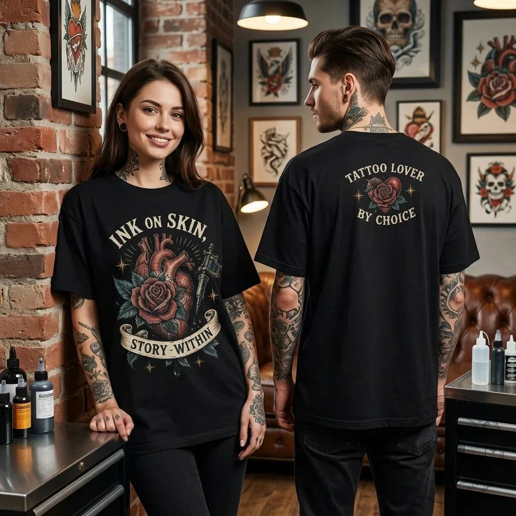 Ink On Skin Story Within Tattoo Lover Black T-Shirt