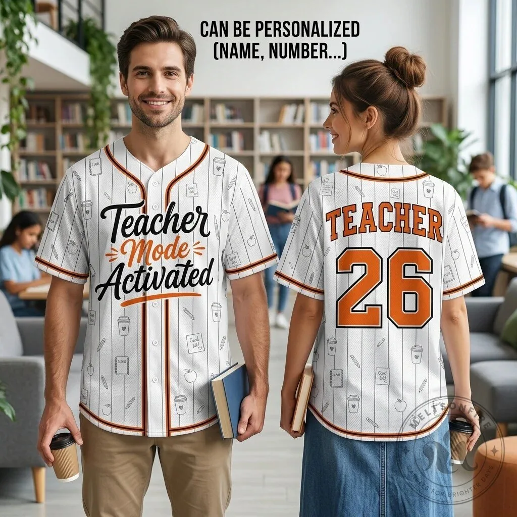 Personalized Teacher Mode Activated Custom Name and Number Baseball Jersey