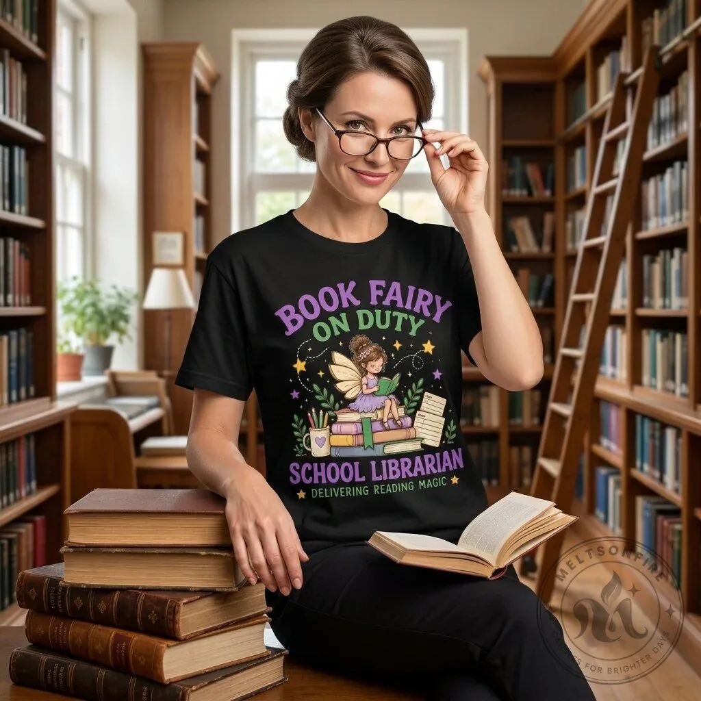 Book Fairy On Duty School Librarian Delivering Reading Magic T-Shirt