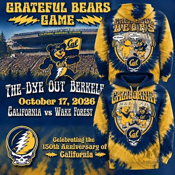 Grateful Dead Tie-Dye Hoodie with California Golden Bears Design