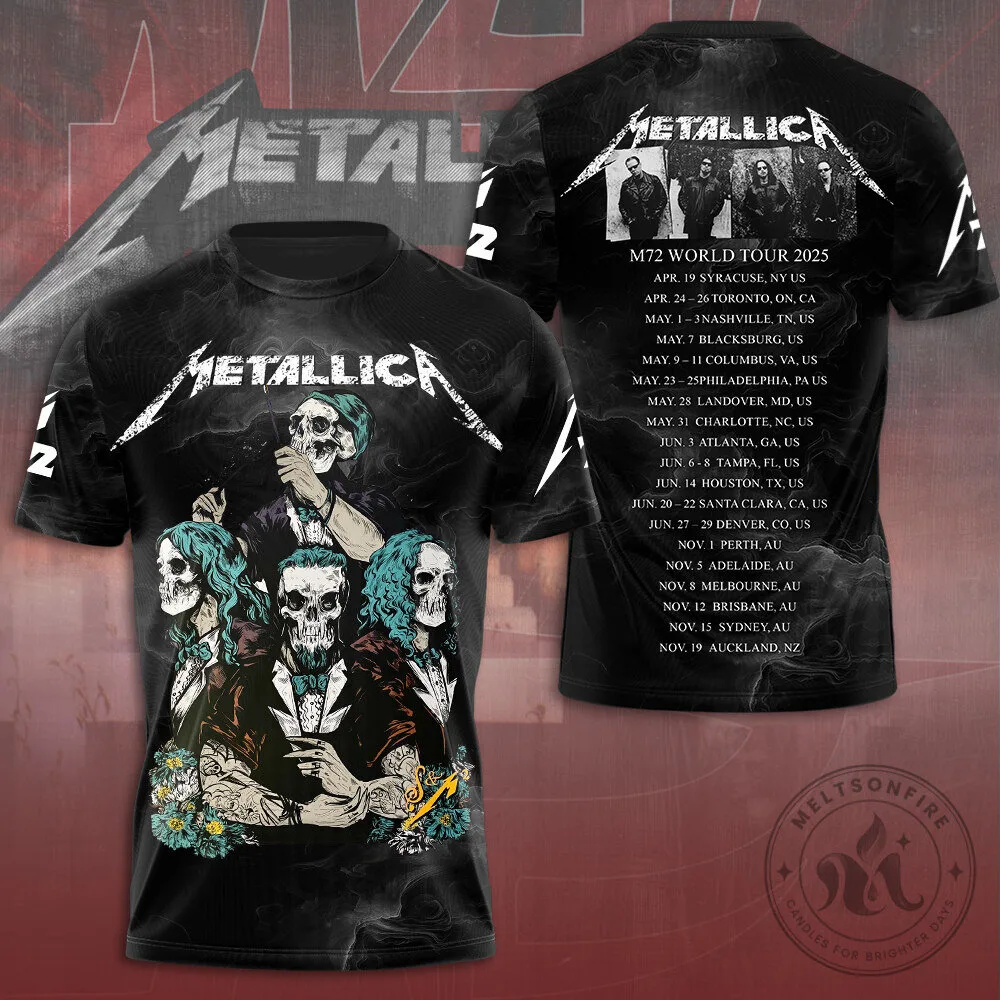 Metallica M72 World Tour 2025 Concert Skull Band Graphic T-Shirt