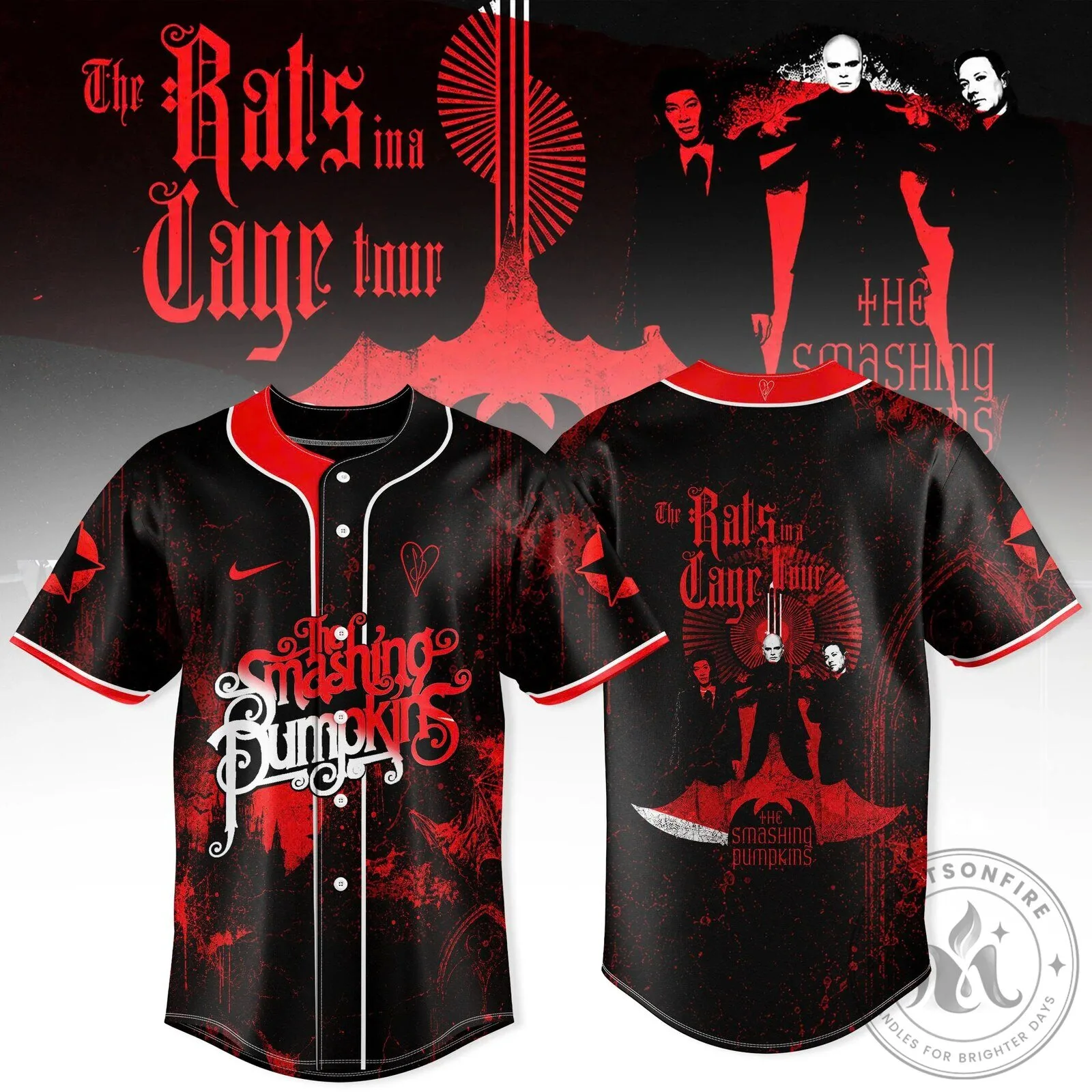 Smashing Pumpkins The Rats in a Cage Tour Baseball Jersey