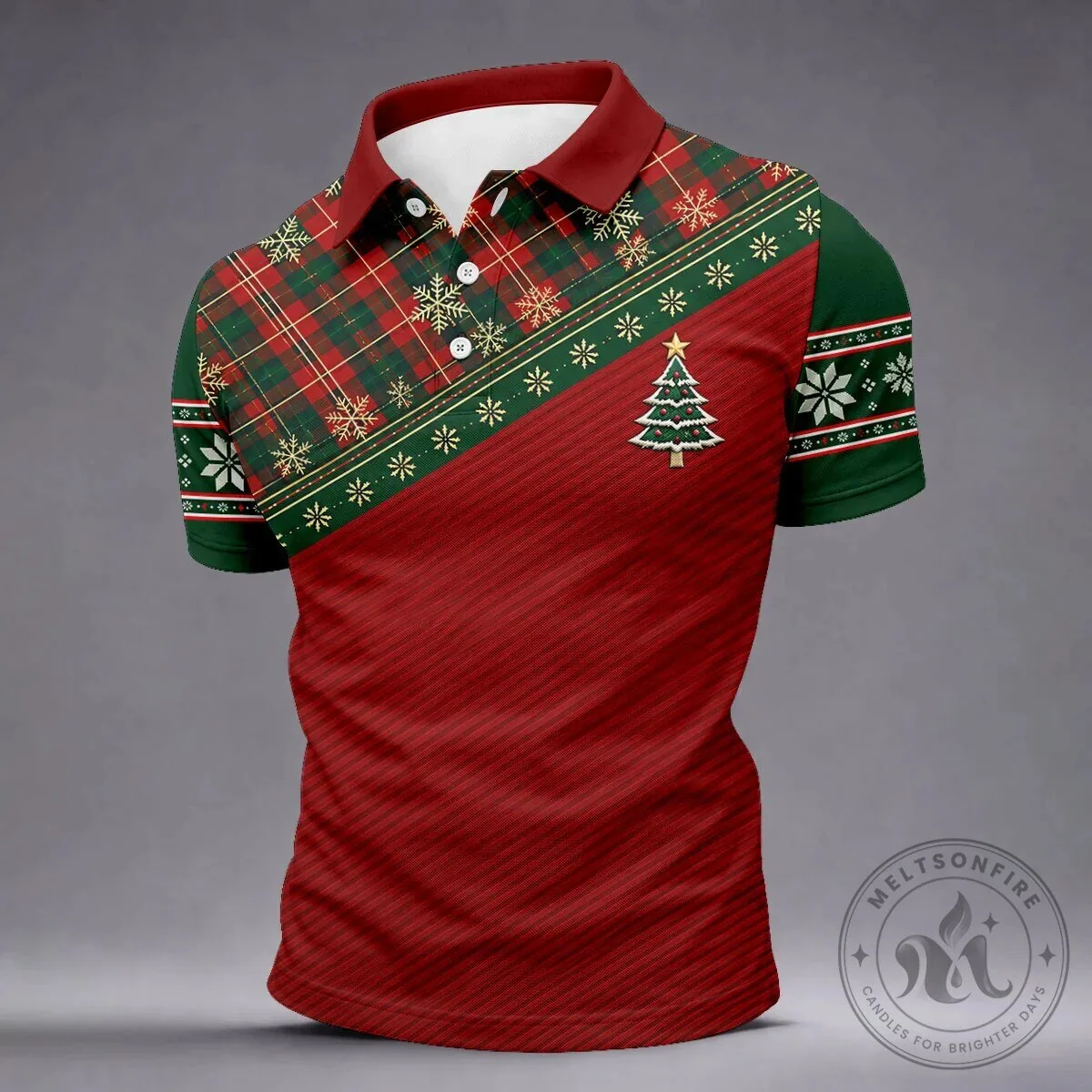 Christmas Plaid Snowflake Tree Pattern Holiday Golf Polo Shirt for Men 17 Christmas Plaid Snowflake Tree Pattern Holiday Golf Polo Shirt for Men