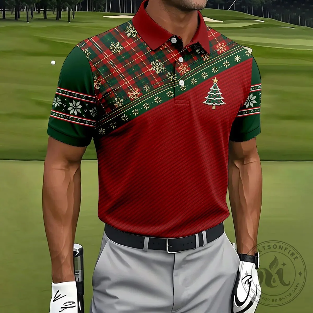 Christmas Plaid Snowflake Tree Pattern Holiday Golf Polo Shirt for Men 18 Christmas Plaid Snowflake Tree Pattern Holiday Golf Polo Shirt for Men