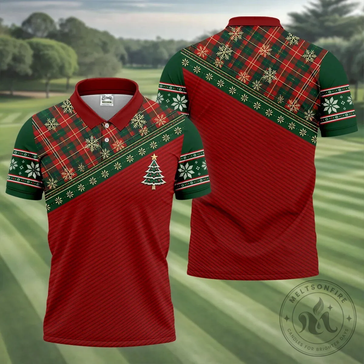 Christmas Plaid Snowflake Tree Pattern Holiday Golf Polo Shirt for Men 20 Christmas Plaid Snowflake Tree Pattern Holiday Golf Polo Shirt for Men