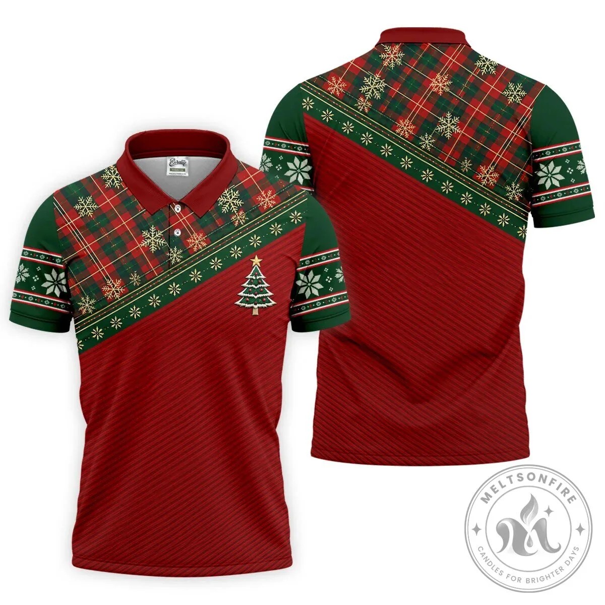 Christmas Plaid Snowflake Tree Pattern Holiday Golf Polo Shirt for Men 24 Christmas Plaid Snowflake Tree Pattern Holiday Golf Polo Shirt for Men