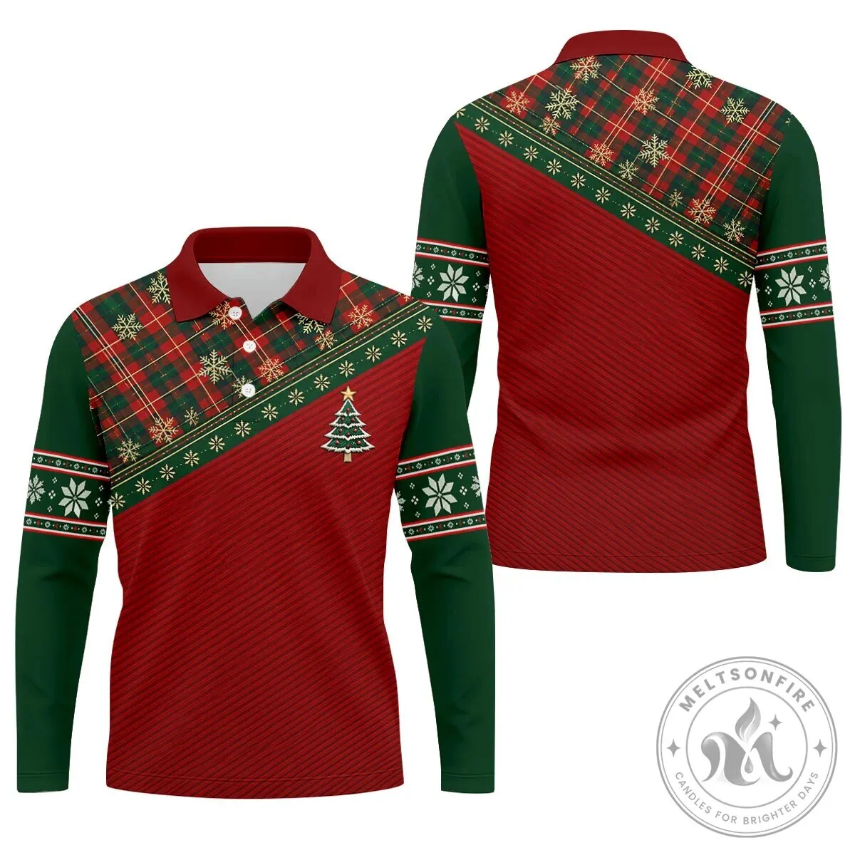 Christmas Plaid Snowflake Tree Pattern Holiday Golf Polo Shirt for Men 26 Christmas Plaid Snowflake Tree Pattern Holiday Golf Polo Shirt for Men