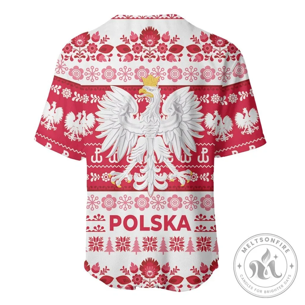 Polska Wesolych Swiat Polish Christmas Eagle Folk Art Pattern Baseball Jersey 8 Polska Wesolych Swiat Polish Christmas Eagle Folk Art Pattern Baseball Jersey