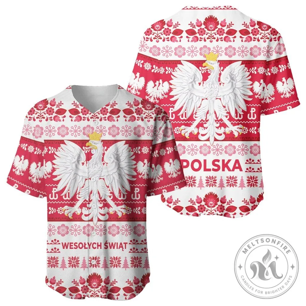 Polska Wesolych Swiat Polish Christmas Eagle Folk Art Pattern Baseball Jersey 9 Polska Wesolych Swiat Polish Christmas Eagle Folk Art Pattern Baseball Jersey