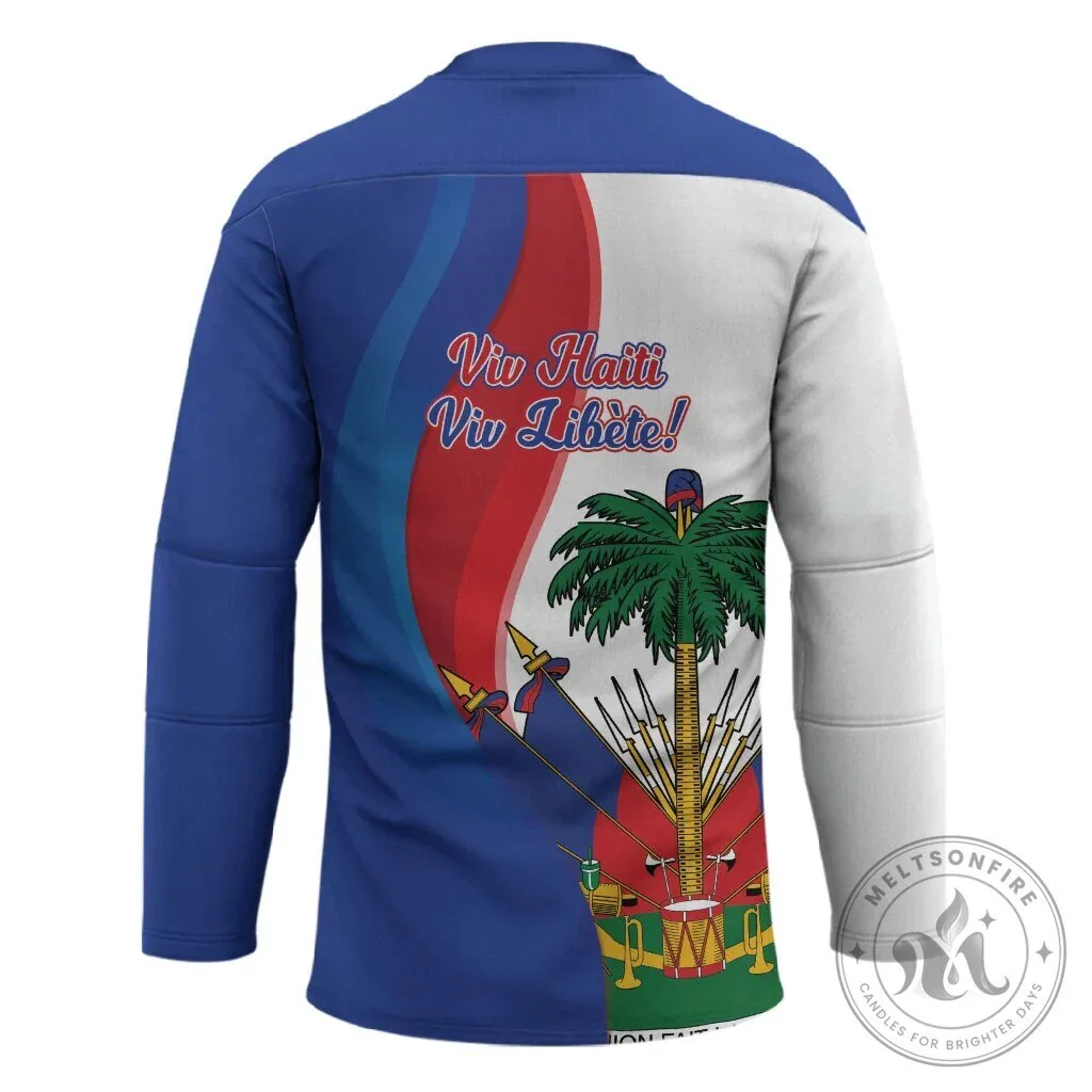 Haiti Independence Day January 1 1804 Viv Libete Hockey Jersey 7 Haiti Independence Day January 1 1804 Viv Libete Hockey Jersey