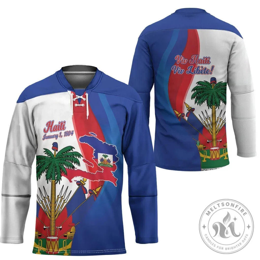 Haiti Independence Day January 1 1804 Viv Libete Hockey Jersey 8 Haiti Independence Day January 1 1804 Viv Libete Hockey Jersey