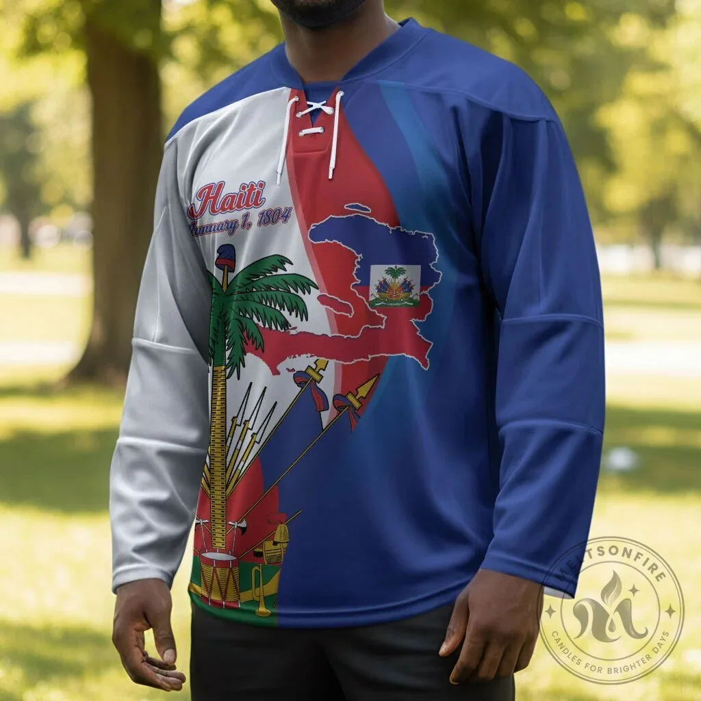 Haiti Independence Day January 1 1804 Viv Libete Hockey Jersey 9 Haiti Independence Day January 1 1804 Viv Libete Hockey Jersey
