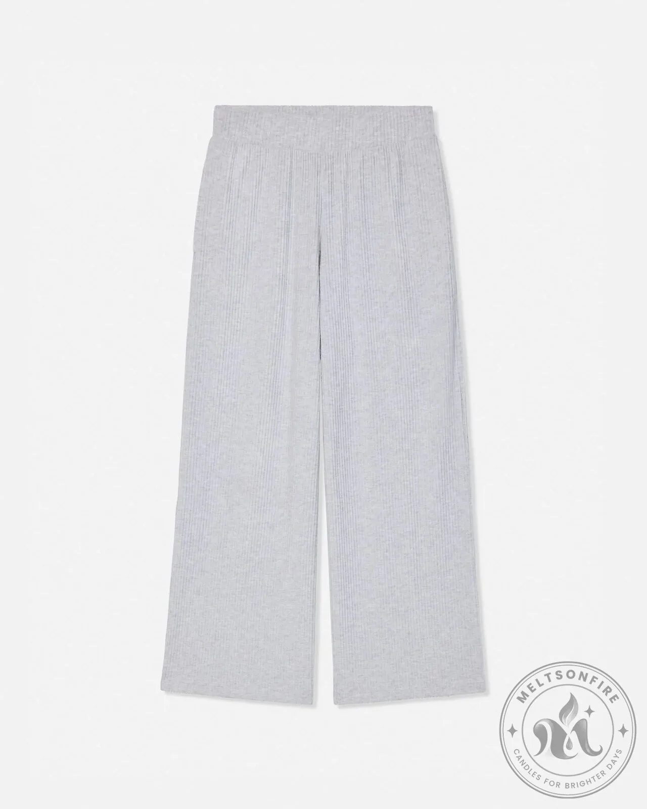 Women's Ribbed Knit Wide Leg Lounge Pants with Elastic Waistband 13 Women