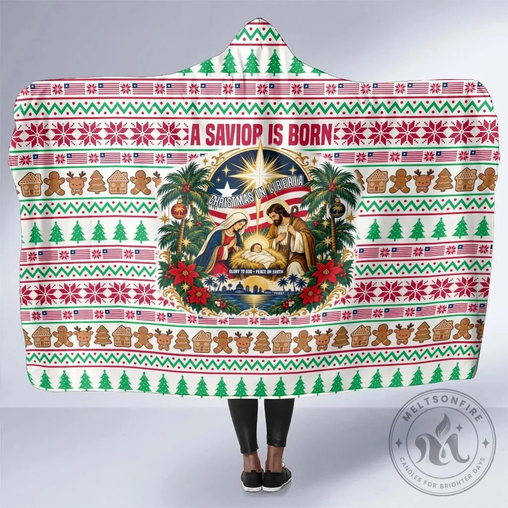 Liberia Christmas Nativity Scene Jesus A Savior Is Born Hooded Blanket