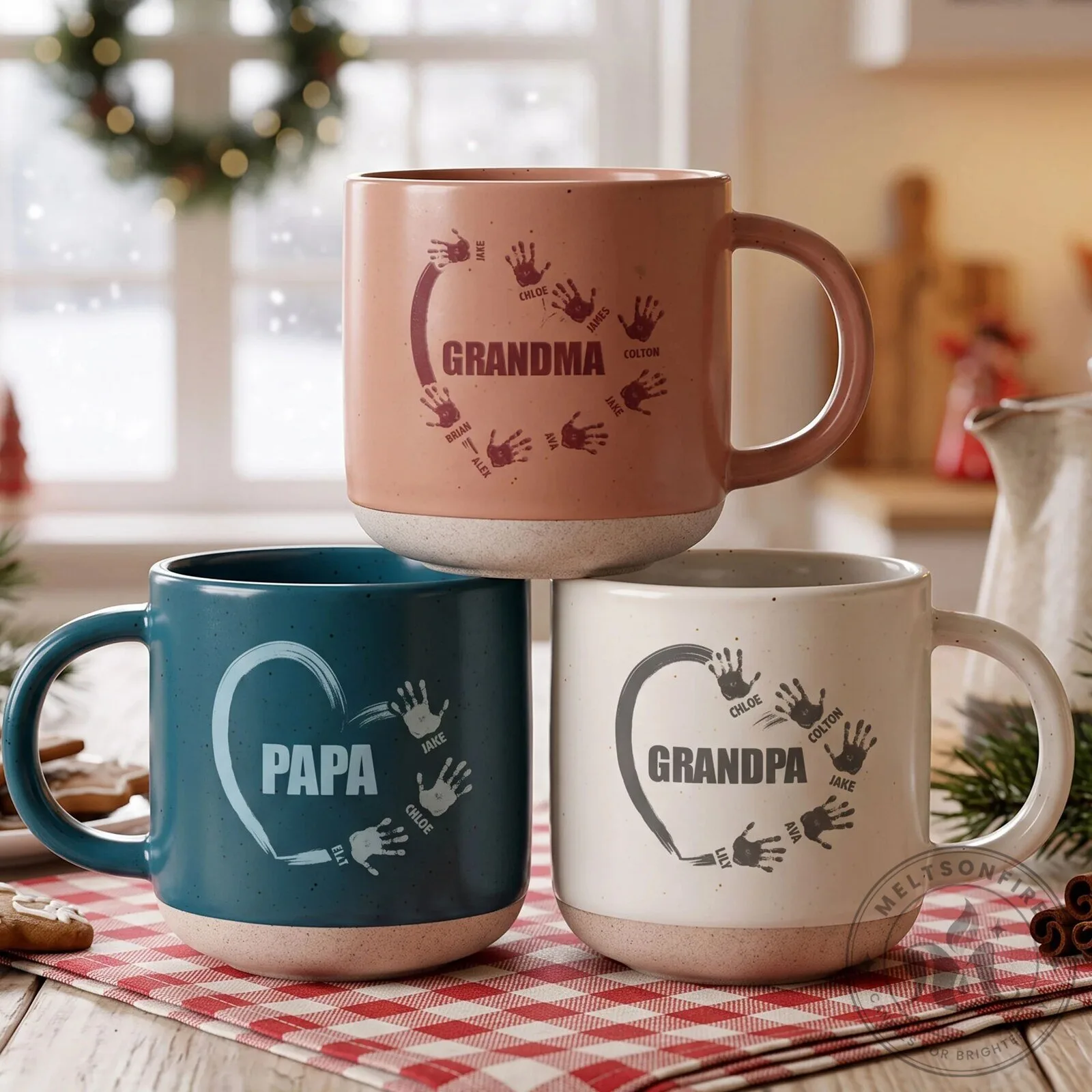 Personalized Grandparent Handprint Mug, Custom Family Name Coffee Cup Gift 11 Personalized Grandparent Handprint Mug, Custom Family Name Coffee Cup Gift