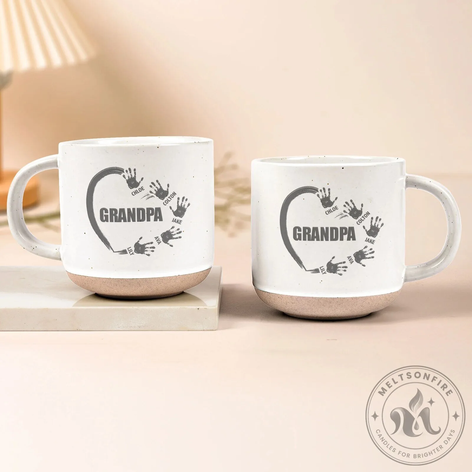 Personalized Grandparent Handprint Mug, Custom Family Name Coffee Cup Gift 12 Personalized Grandparent Handprint Mug, Custom Family Name Coffee Cup Gift