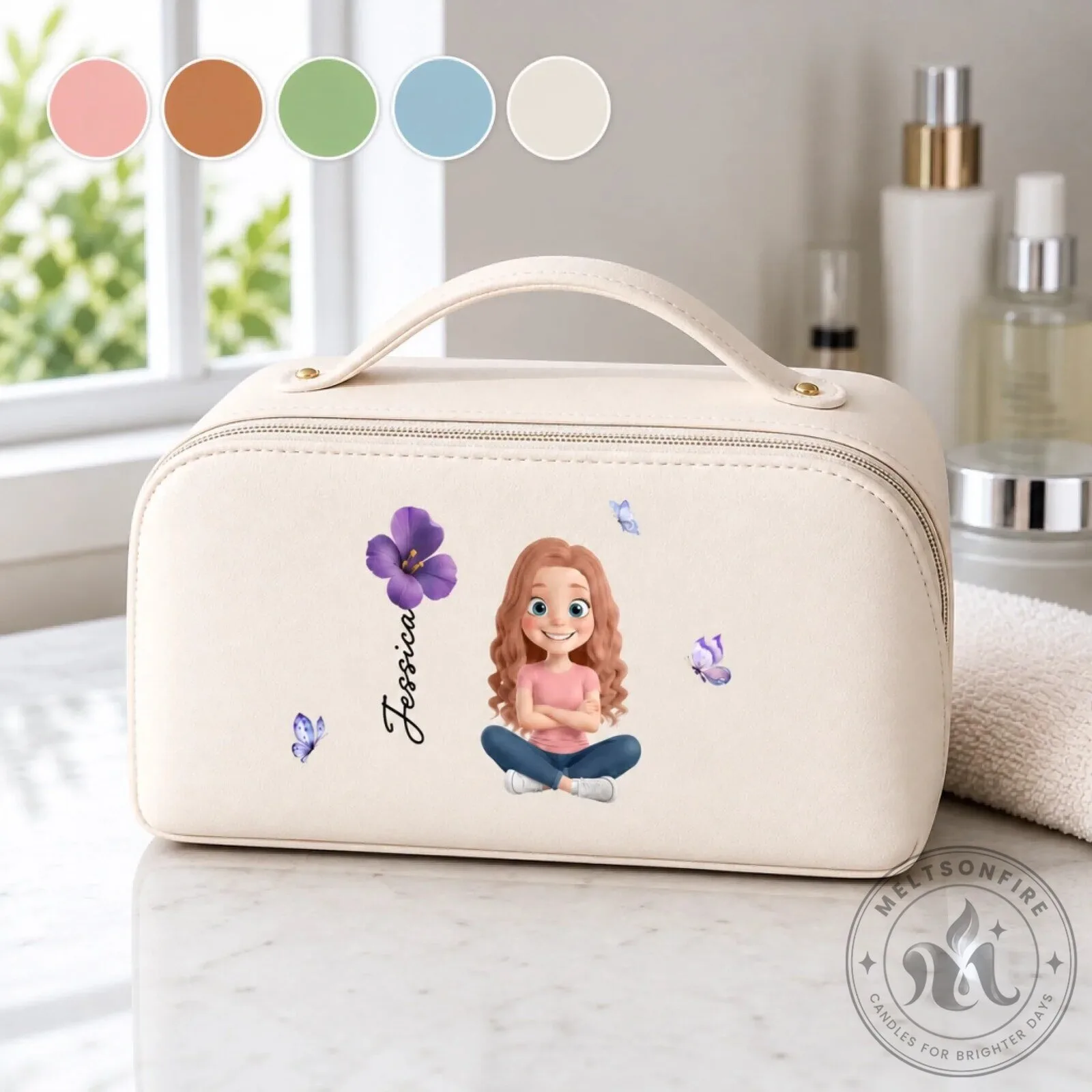 Personalized Butterfly Girl Toiletry Bag with Custom Name for Girls 7 Personalized Butterfly Girl Toiletry Bag with Custom Name for Girls