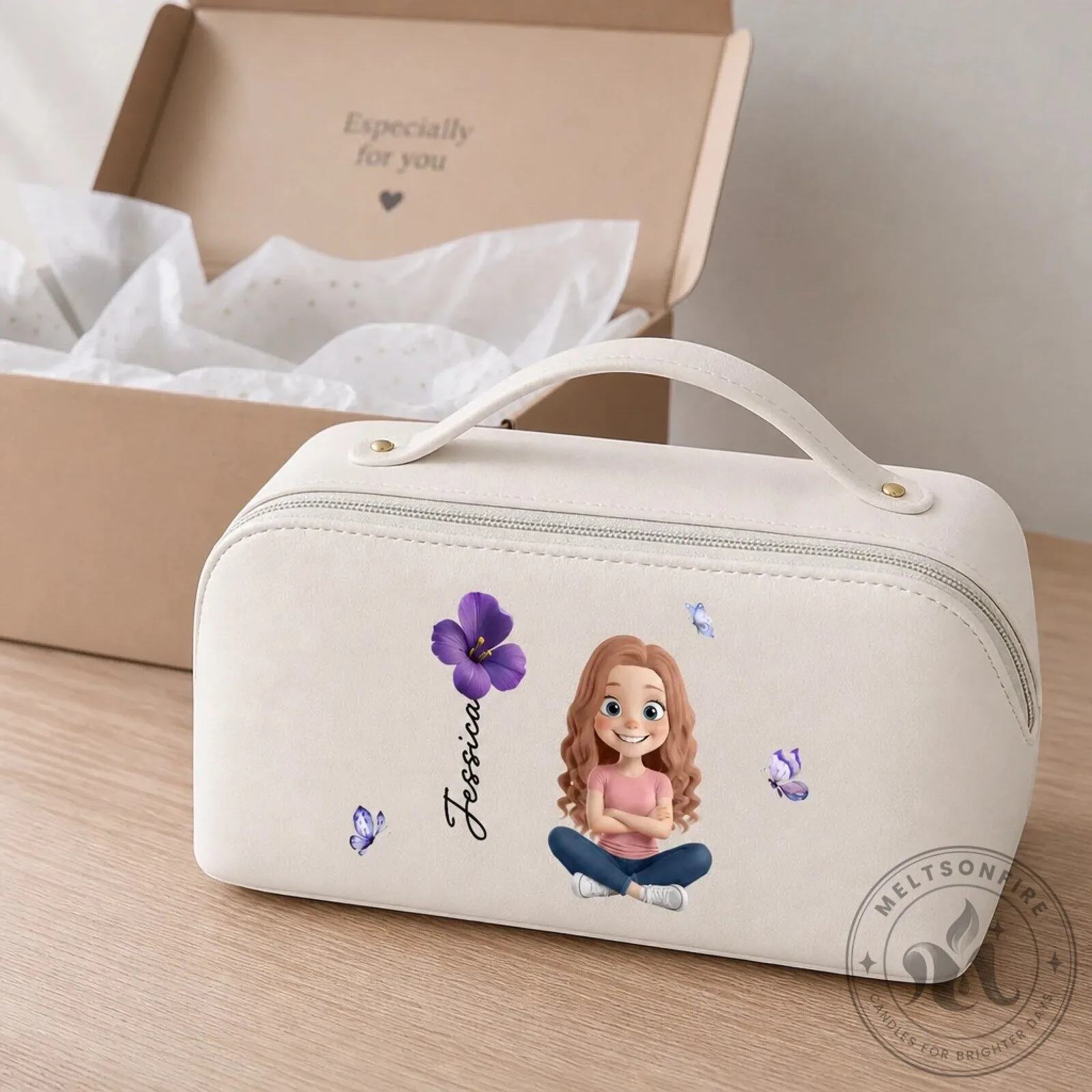 Personalized Butterfly Girl Toiletry Bag with Custom Name for Girls 8 Personalized Butterfly Girl Toiletry Bag with Custom Name for Girls