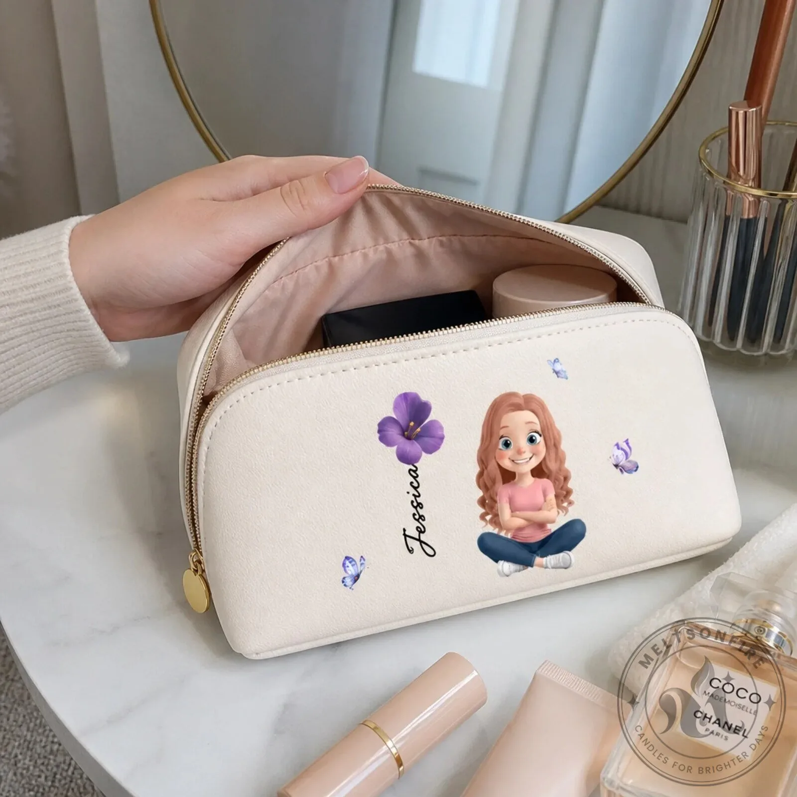 Personalized Butterfly Girl Toiletry Bag with Custom Name for Girls 9 Personalized Butterfly Girl Toiletry Bag with Custom Name for Girls