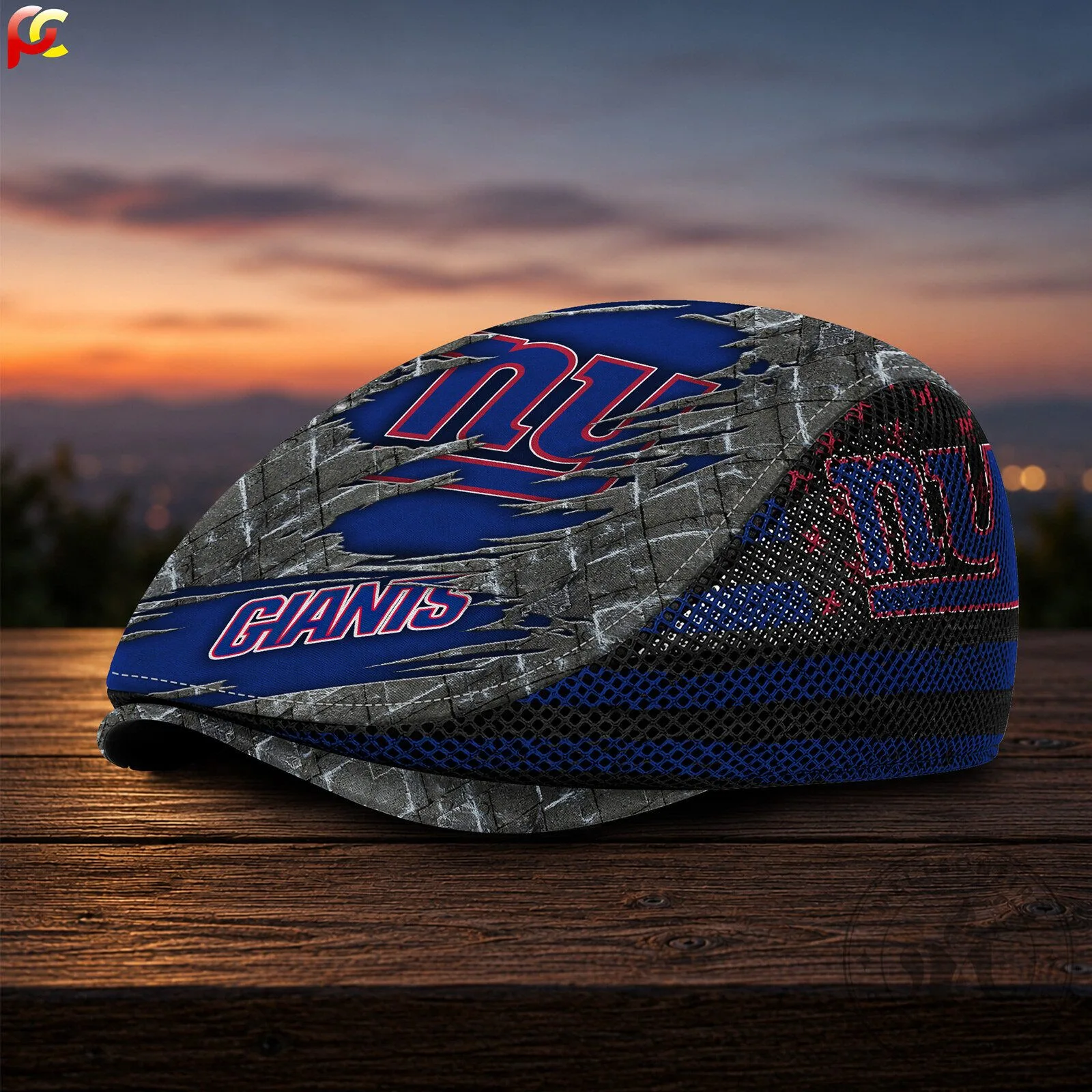 New York Giants NFL Distressed Logo Flat Cap Golf Mesh Hat