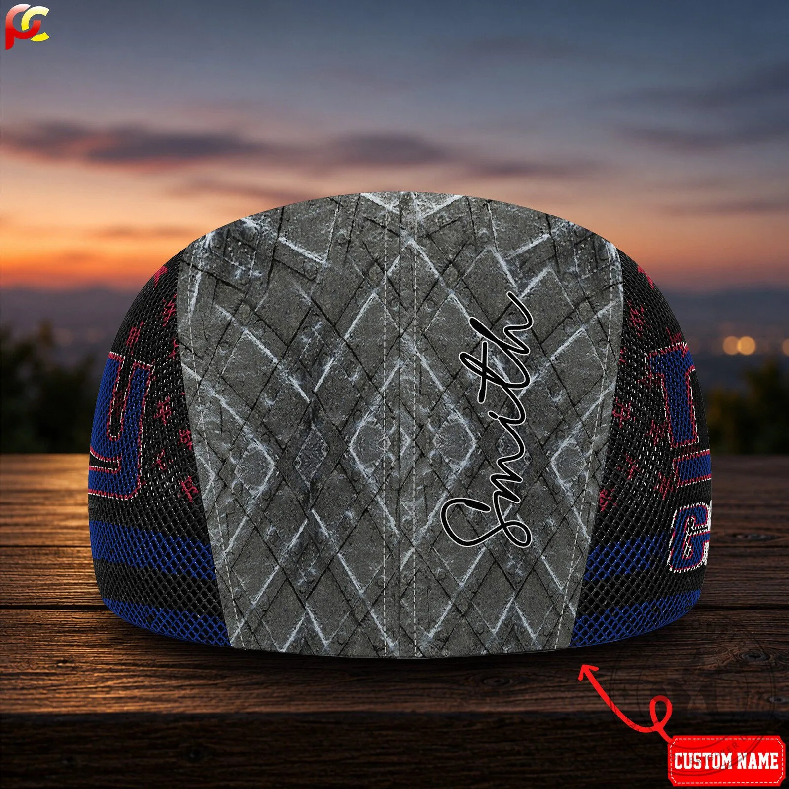 New York Giants NFL Distressed Logo Flat Cap Golf Mesh Hat 7 New York Giants NFL Distressed Logo Flat Cap Golf Mesh Hat