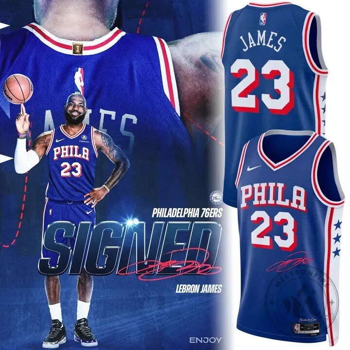 Philadelphia 76ers LeBron James Blue Basketball Fan Jersey