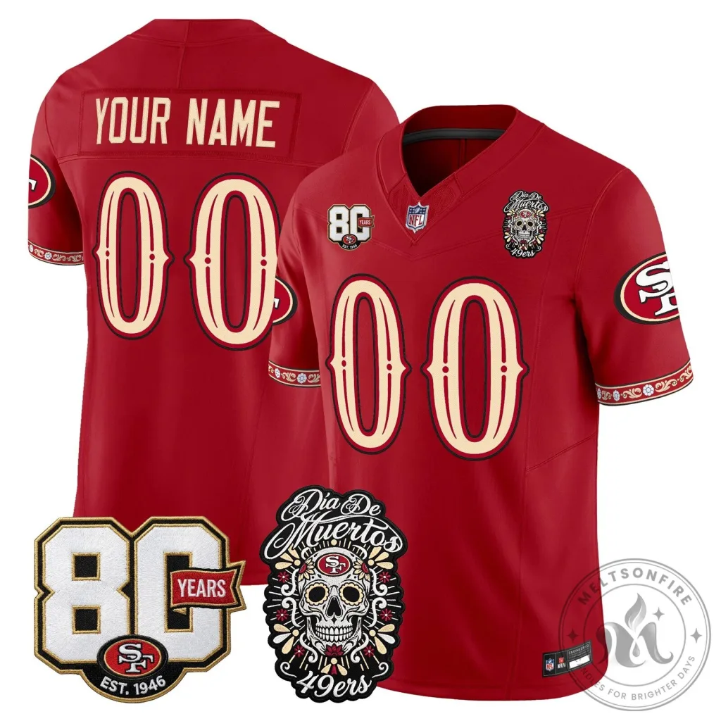San Francisco 49ers Dia de los Muertos 80th Anniversary Football Jersey San Francisco 49ers Dia de los Muertos 80th Anniversary Football Jersey