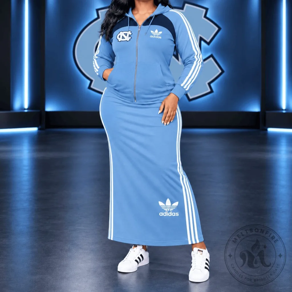North Carolina Tar Heels NCAA Team Spirit Zip Hoodie and Maxi Skirt Set North Carolina Tar Heels NCAA Team Spirit Zip Hoodie and Maxi Skirt Set