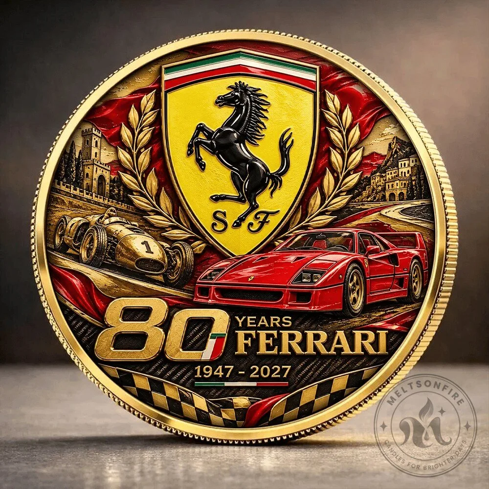 Ferrari 80 Years Commemorative Collectible Gold Plated Coin