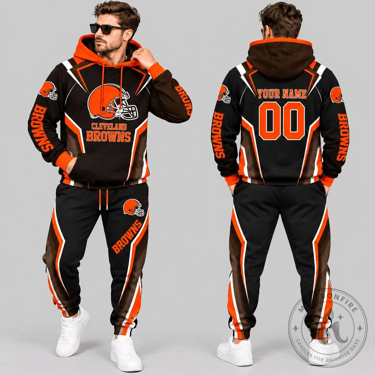 Cleveland Browns NFL Football Gradient Stripe Hoodie