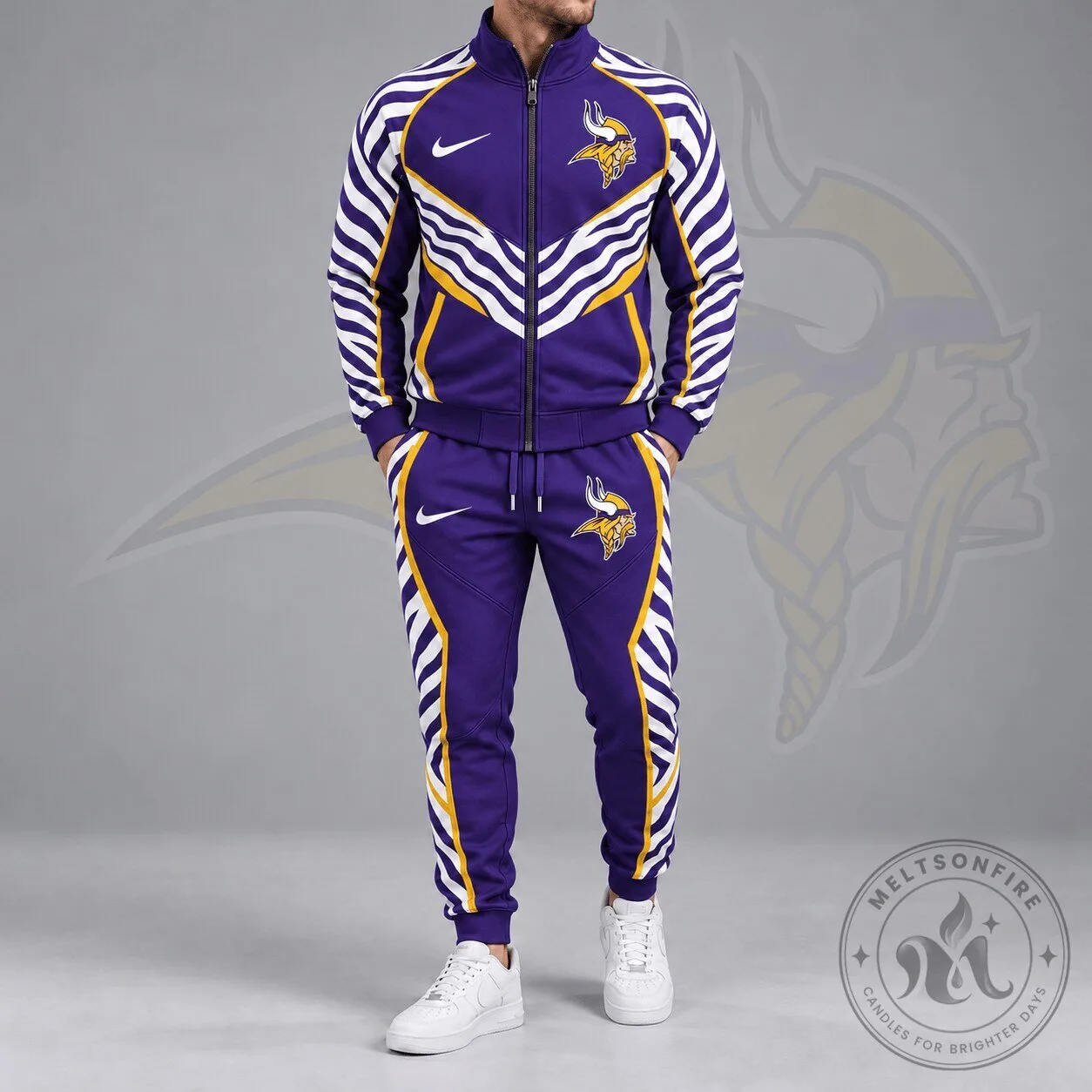 Minnesota Vikings Dynamic Tiger Stripe Print Full Zip Track Jacket