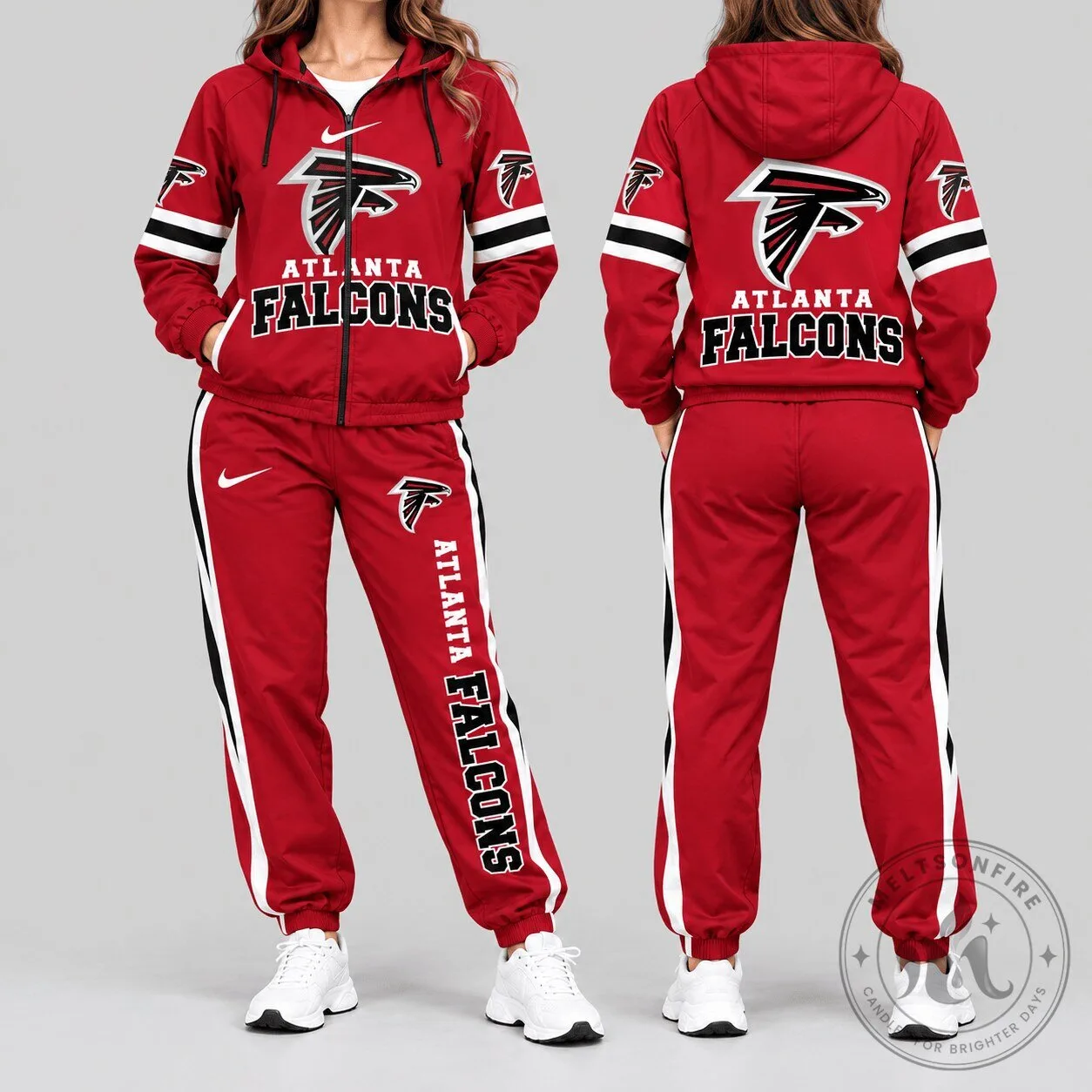 Atlanta Falcons NFL Football Team Red Full-Zip Hoodie for Men and Women